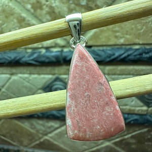 Genuine Pink Thulite 925 Solid Sterling Silver Pendant 35mm