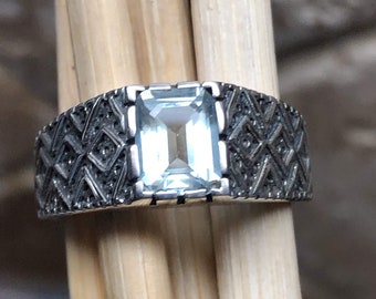 Anello Da Uomo In Argento Sterling Con Topazio Blu: Fatto A Mano In Stile Ottomano - Italia - Foto 12