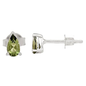 Natural Green Moldavite 925 Solid Sterling Silver Earrings 6mm