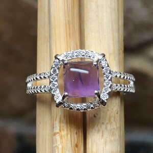 Natural Purple Amethyst 925 Solid Sterling Silver Engagement Ring Size 6, 7, 8, 9
