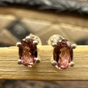 Natural Pink Tourmaline 925 Solid Sterling Silver Earrings 6mm