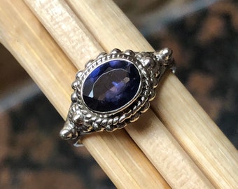 Natural 1ct Iolite 925 Solid Sterling Silver Engagement Ring Size 6, 7, 8, 9
