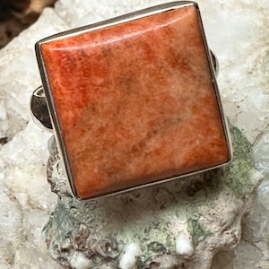 Natural Sponge Coral 925 Solid Sterling Silver Ring Size 6.75