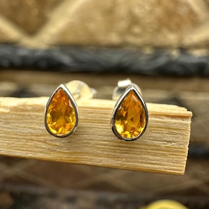 Natural Mandarin Orange Garnet 925 Solid Sterling Silver Earrings 5mm