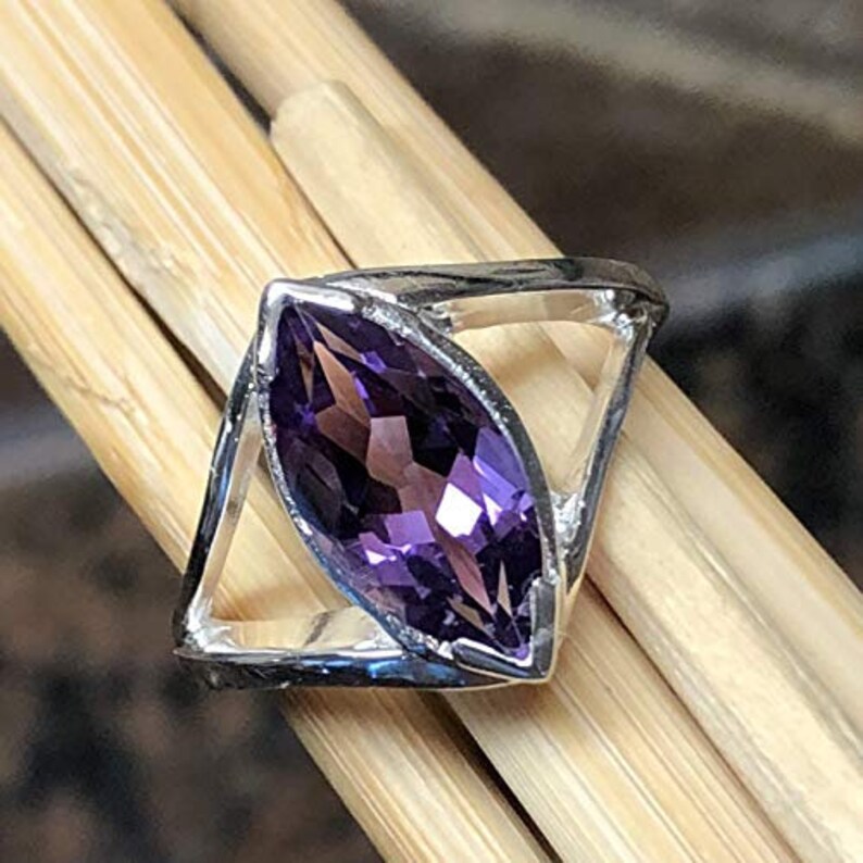 Natural 2ct Purple Amethyst 925 Solid Sterling Silver Ring Size 6, 7, 8, 9 image 1