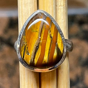 Echte Red Tiger Iron 925 Solid Sterling Silver Ring Maat 6