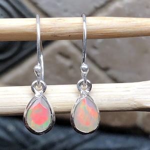 Natürliche Äthiopische Opal 925 Massiv Sterling Silber Ohrringe 20mm