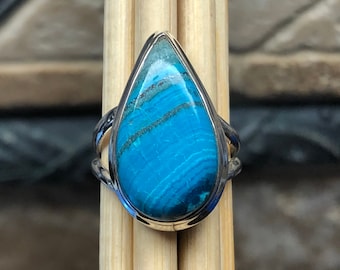 Natural Blue Peruvian Opal 925 Sterling Silver Ring Size 6