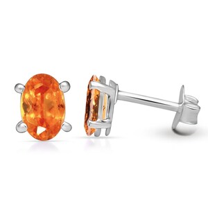 Natural Mandarin Orange Garnet 925 Solid Sterling Silver Earrings 5mm
