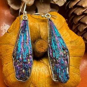 Natural Rainbow Aura Kyanite 925 Solid Sterling Silver Earrings 50mm