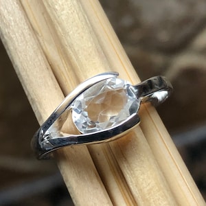 Natural 1.5ct White Quartz 925 Solid Sterling Silver Engagement Ring Size 6, 7, 8, 9