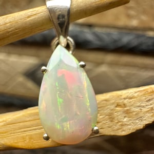 Genuine Ethiopian Opal 925 Solid Sterling Silver Pendant 22mm