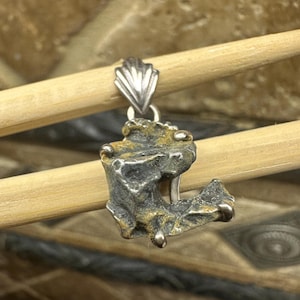 Natural Meteorite Campo Del Cielo 925 Solid Sterling Silver Unisex Pendant 27mm