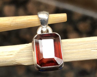 Natural Hessonite Garnet 925 Solid Sterling Silver Pendant 22mm