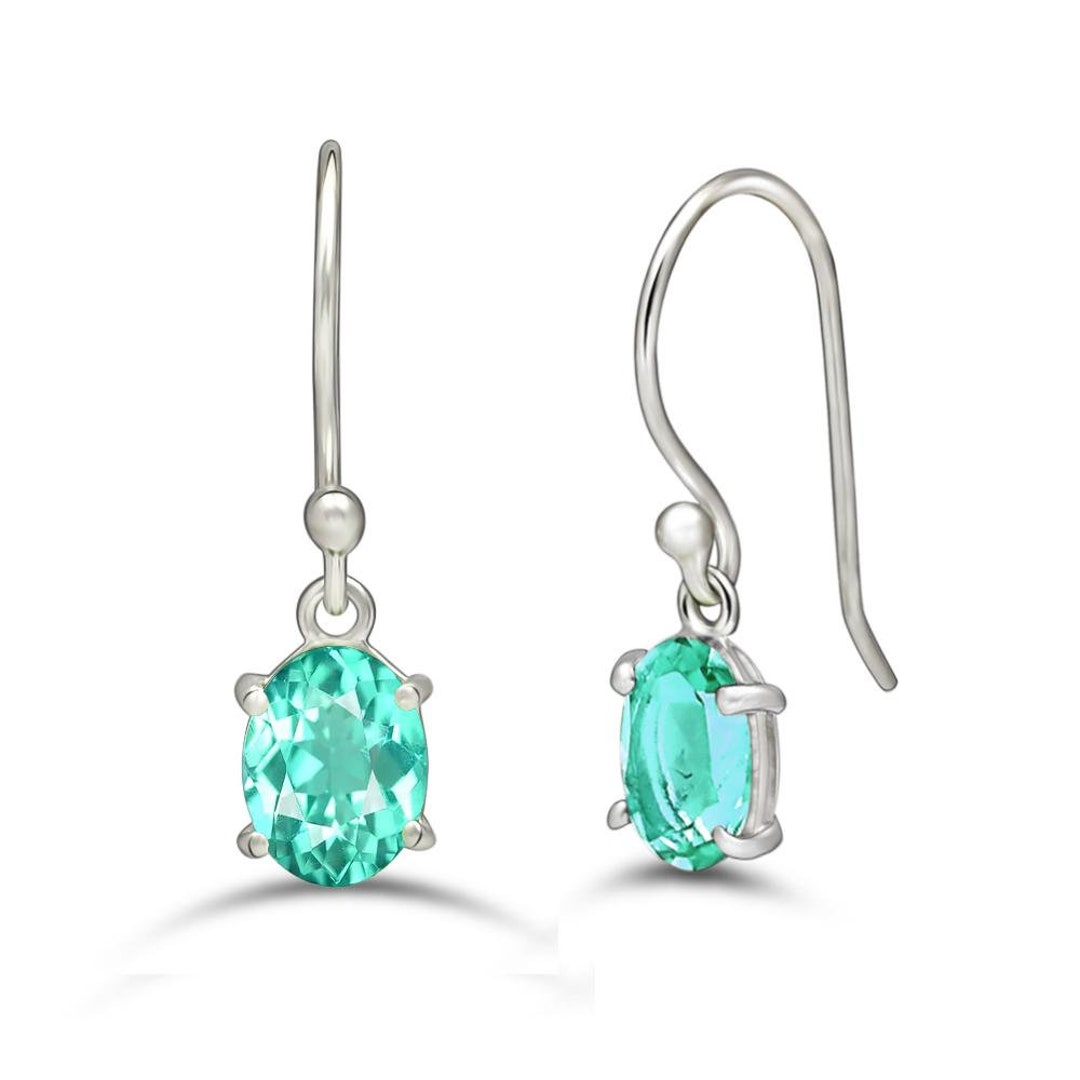 Orecchini unici in apatite blu neon, orecchini in argento sterling 925, orecchini con pietra preziosa grezza in apatite, gioielli in apatite, regalo del Ringraziamento - Italia