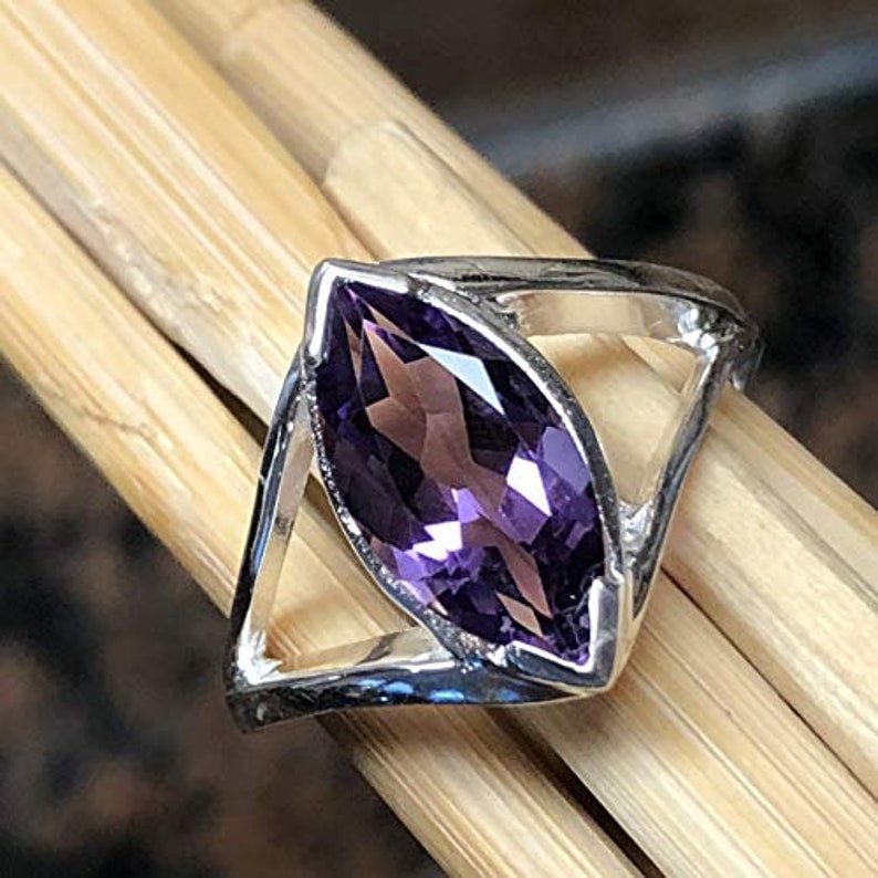 Natural 2ct Purple Amethyst 925 Solid Sterling Silver Ring Size 6, 7, 8, 9 image 6