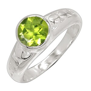 Natural 1.25ct Peridot 925 Solid Sterling Silver Engagement Ring Size 6, 7, 8, 9