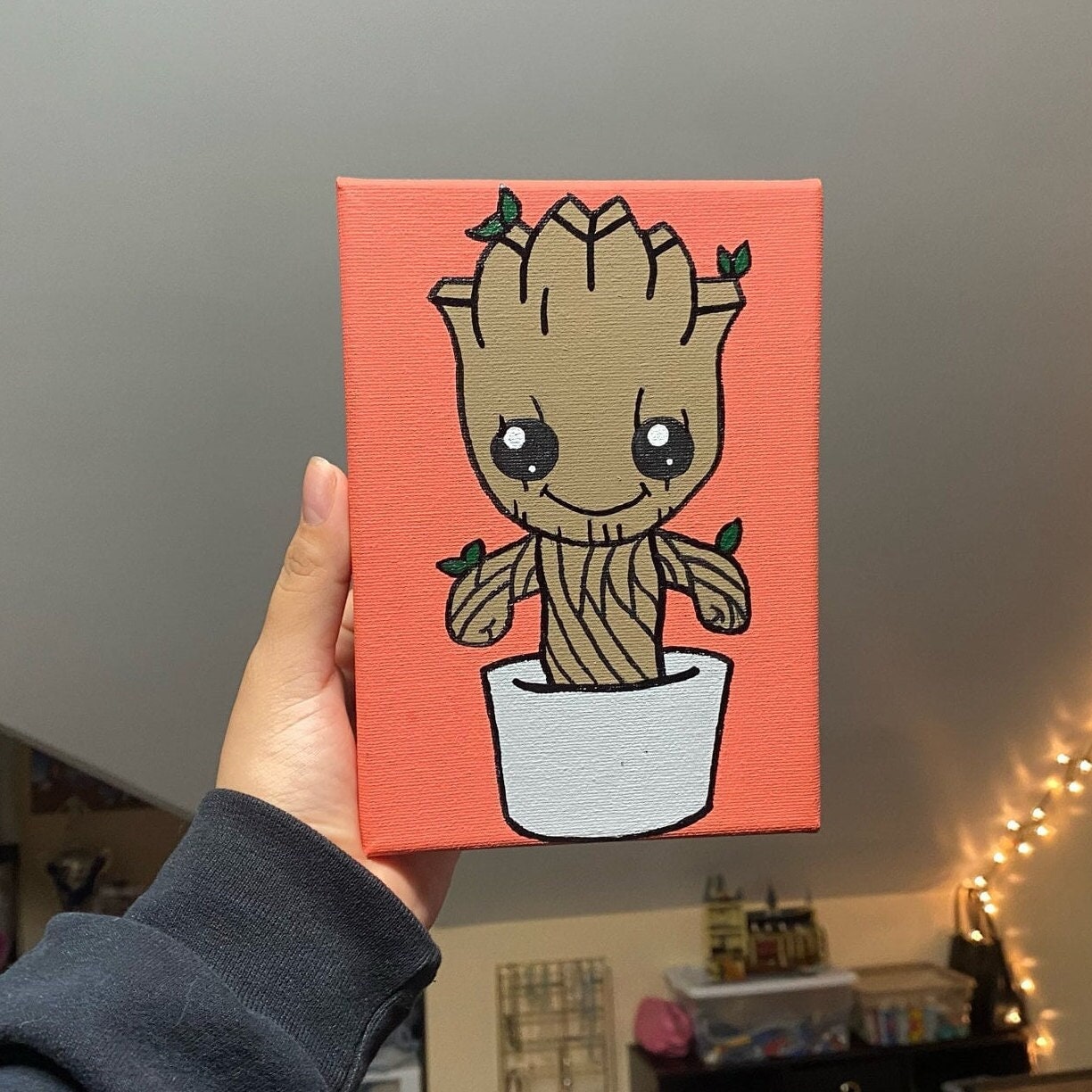 Baby Groot Cartoon Painting 7x5 - Etsy Australia Baby Groot Cartoon Painting 7x5 - Etsy Australia