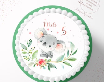 Koala, topper de tarta personalizable en oblea o papel fondant