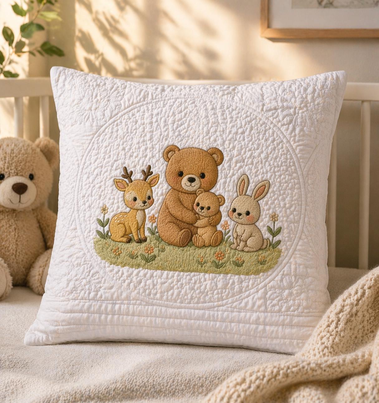 Woodland Baby Animals Embroidery Design, Bear Deer Bunny, Nursery ...