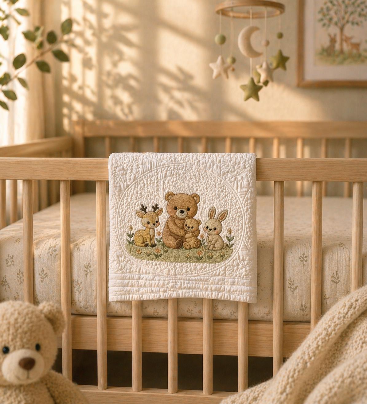 Woodland Baby Animals Embroidery Design, Bear Deer Bunny, Nursery ...