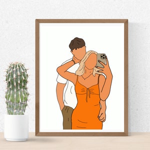 DIGITAL DOWNLOAD Custom no face portrait drawing couples friends digital image