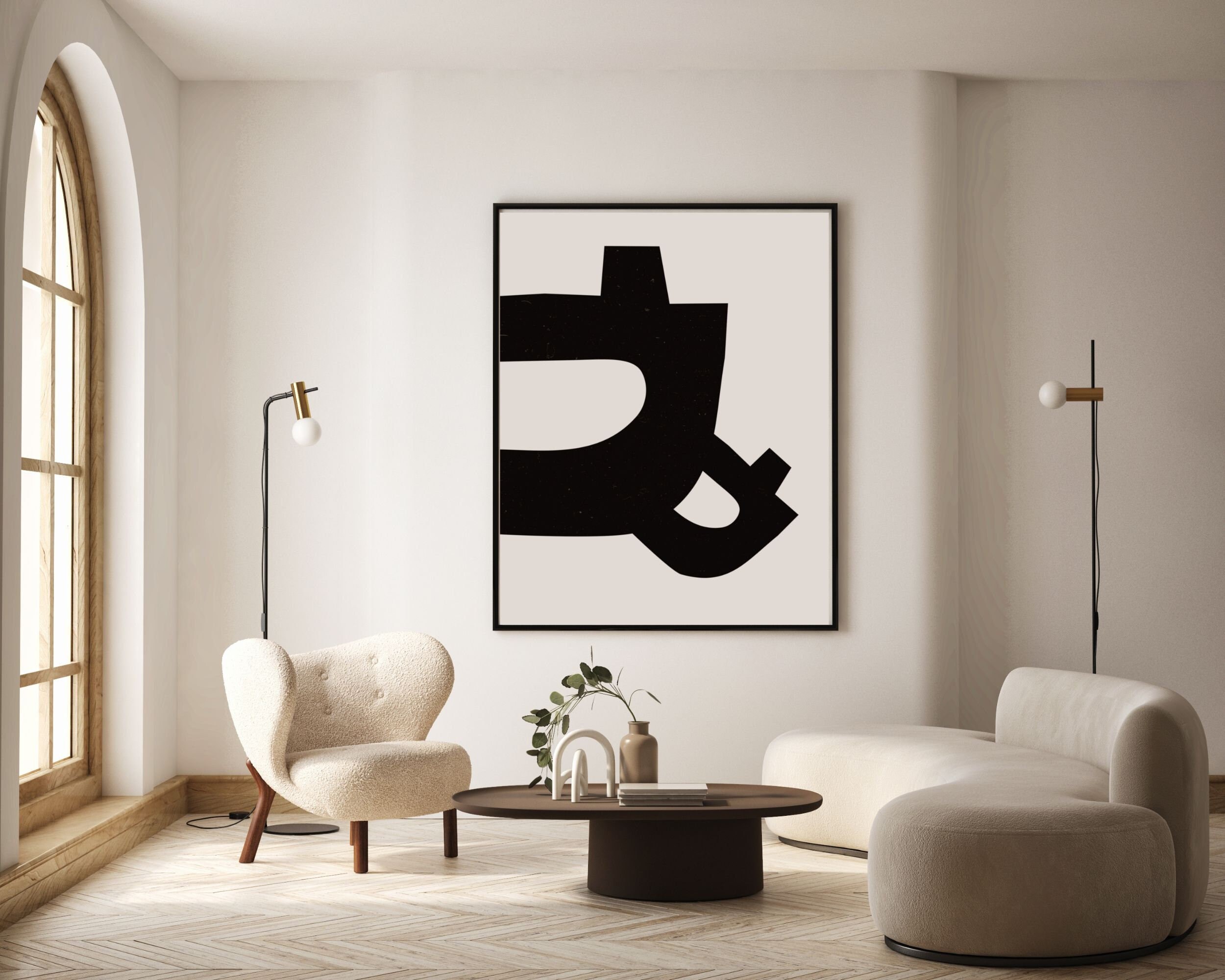 Printable Black and White Wall Art, Minimalistic Wall Art, Mid-century ...