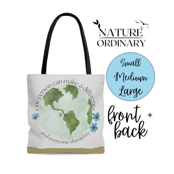 Eco Tote Bag | Quote | Earth Design | All-Over Print | Small Medium Large | Earth Day Gift | Reusable Tote | Everyday Bag | Earth Friendly