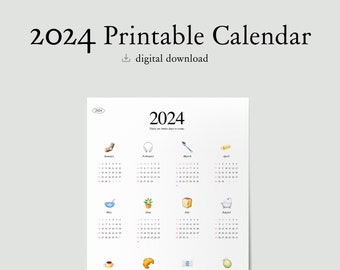 2024 Printable Calendar | Cozy Emoji Calendars for Desk or Wall *DIGITAL DOWNLOAD*