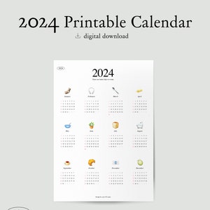 2024 Printable Calendar | Cozy Emoji Calendars for Desk or Wall *DIGITAL DOWNLOAD*