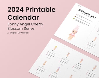 2024 Printable Calendar | Sonny Angel Inspired Mini Calendars *DIGITAL DOWNLOAD* Cherry Blossom Series