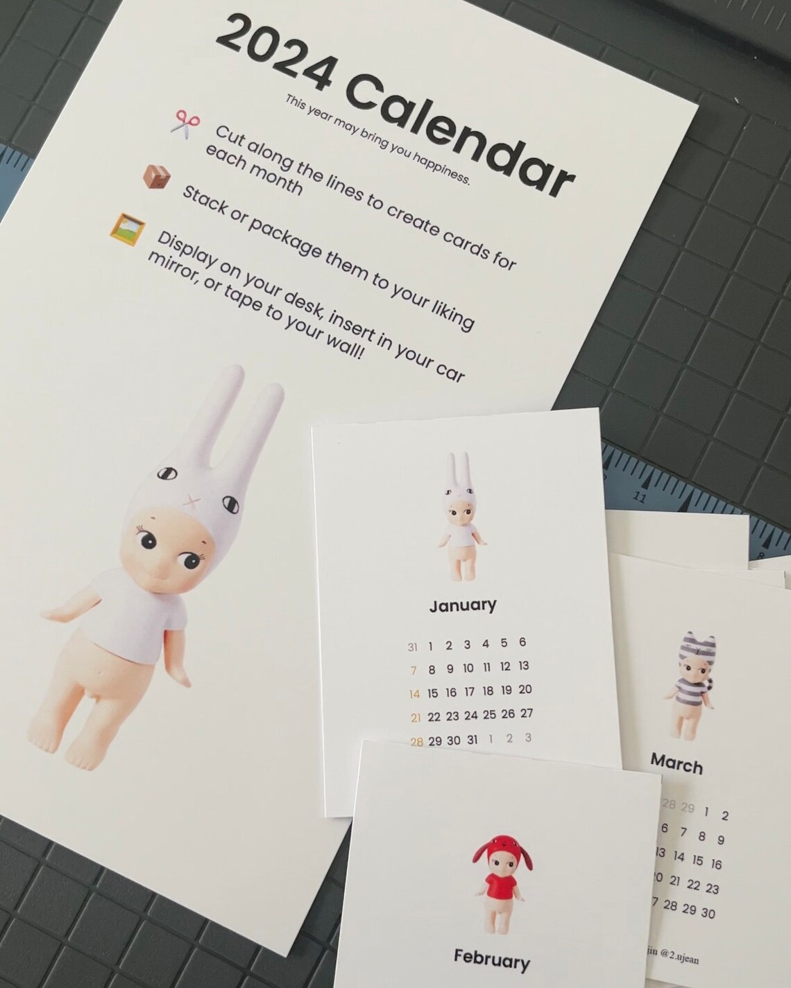 2024 Printable Calendar Sonny Angel Inspired Mini Calendars *DIGITAL