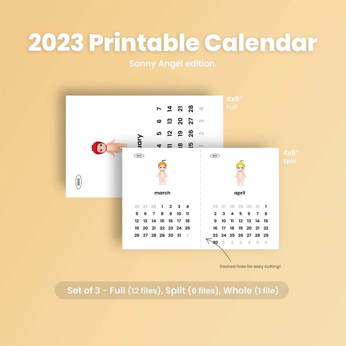 Printable 2023 Sonny Angel Monthly Calendar Instant Download Etsy