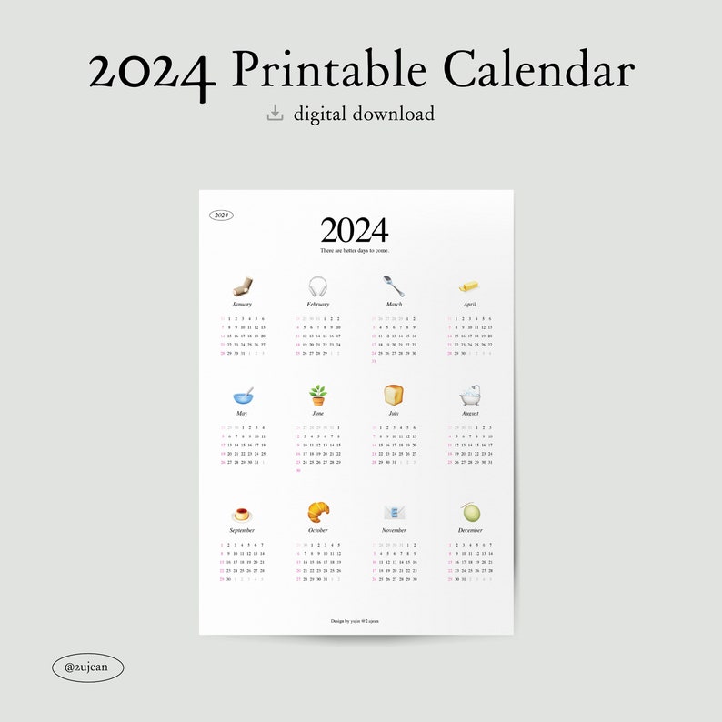2024 Printable Calendar Cozy Emoji Calendars for Desk or Wall DIGITAL