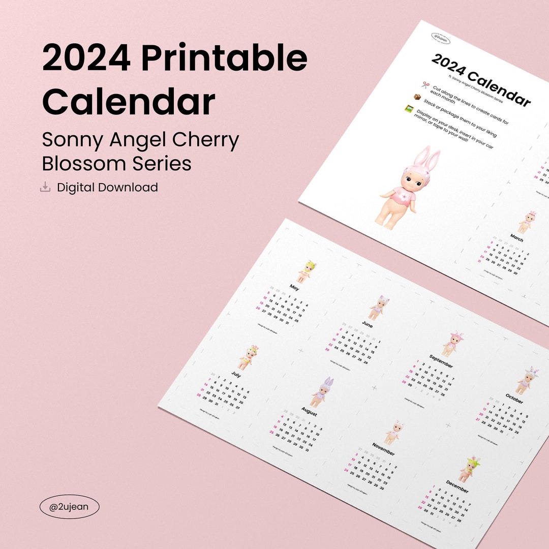 2024 Printable Calendar Sonny Angel Inspired Mini Calendars DIGITAL