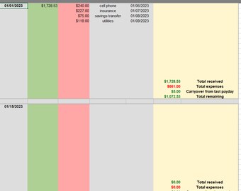 Weekly/Monthly budget tracking spreadsheet - SUPER EASY