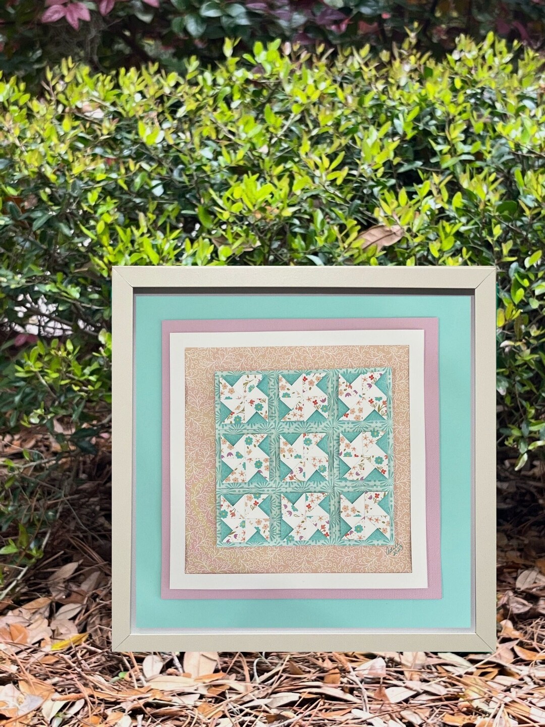 Quilted Pinwheel Teal and Pink. Paper Quilts Collection. Paper Craft ...