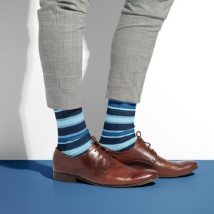 Navy Blue Striped Socks – Sophisticated Mens Dress Socks | Luxury Gift for the Stylish Man