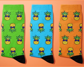 PINEAPPLE Socks from Styling Socks, colorful socks, fruit socks, cool pineapple socks, men's socks, women's socks, gift socks, crazy socks