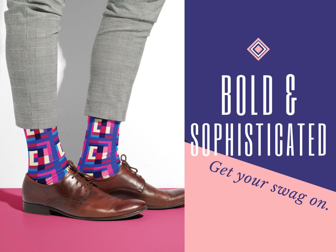 Bold Pattern Dress Socks for Men | Stylish Geometric Design | Gift for ...