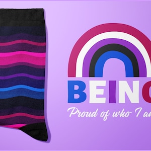 Bisexual Pride Personalized Message Socks - LGBTQ Pride Gift Socks, Rainbow Community apparel, customized socks, colorful socks