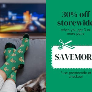 Use the promo code SAVEMORE at checkout of Styling Socks to get 30% off storewide when you buy 3 or more pairs.