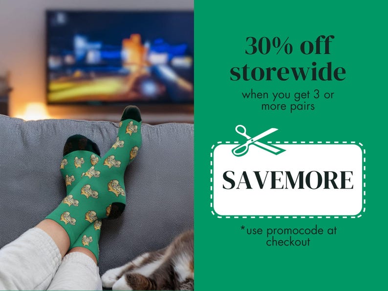 Use the promo code SAVEMORE at checkout of Styling Socks to get 30% off storewide when you buy 3 or more pairs.