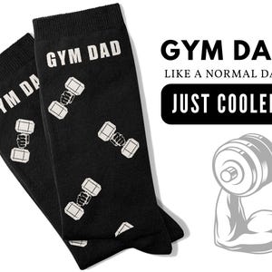 Gym Dad Socks | Workout Socks Gift | Fit Dad Socks | Novelty Gym Theme Socks | Funny Gym Gifts for Dad