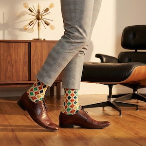 Mens Vintage Geometric Socks | Retro Vibes | Mid-Century Modern | Fun Patterns for Vintage Lovers