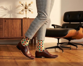 Mens Vintage Geometric Socks | Retro Vibes | Mid-Century Modern | Fun Patterns for Vintage Lovers