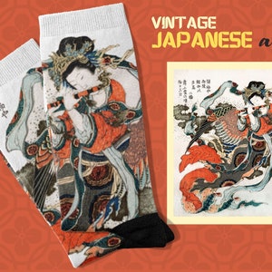 Vintage Japanese Art Socks | Japanese Art Socks | Oriental Fine Art Socks | Gift for Japan lovers & Asian Art | Japanese Gifts for women