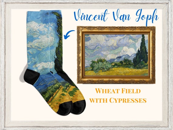 Chaussettes imprimees cypres de Vincent van Gogh Celebres chaussettes d art de musee Etsy France