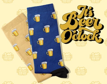 Happy Hour Socks – Funny Beer Socks for Dad | Fun Beer Party Gift for Him