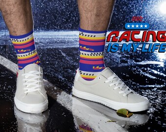 Racing Red & Blue Socks | Stylish Motorsports Fan accessories | Racing Team Apparel